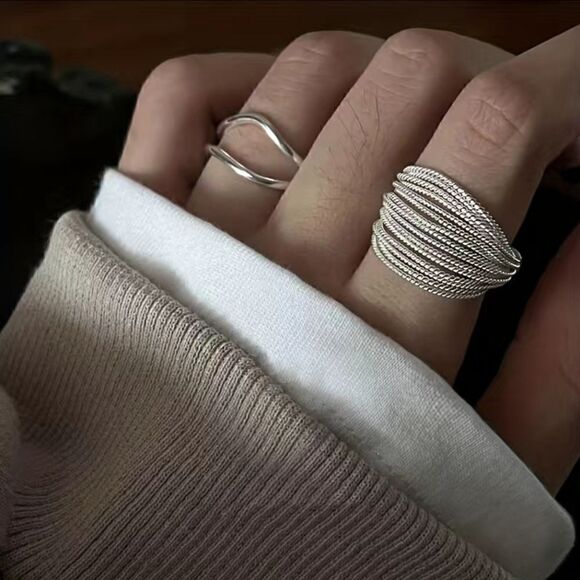 Multi-line Niche Design Finger Ring Opening Adjustable - Picture 3 of 7
